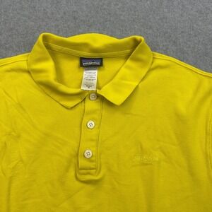 Patagonia Polo Shirt Organic Cotton Short Sleeve Casual Top Mens Size M SpellOut